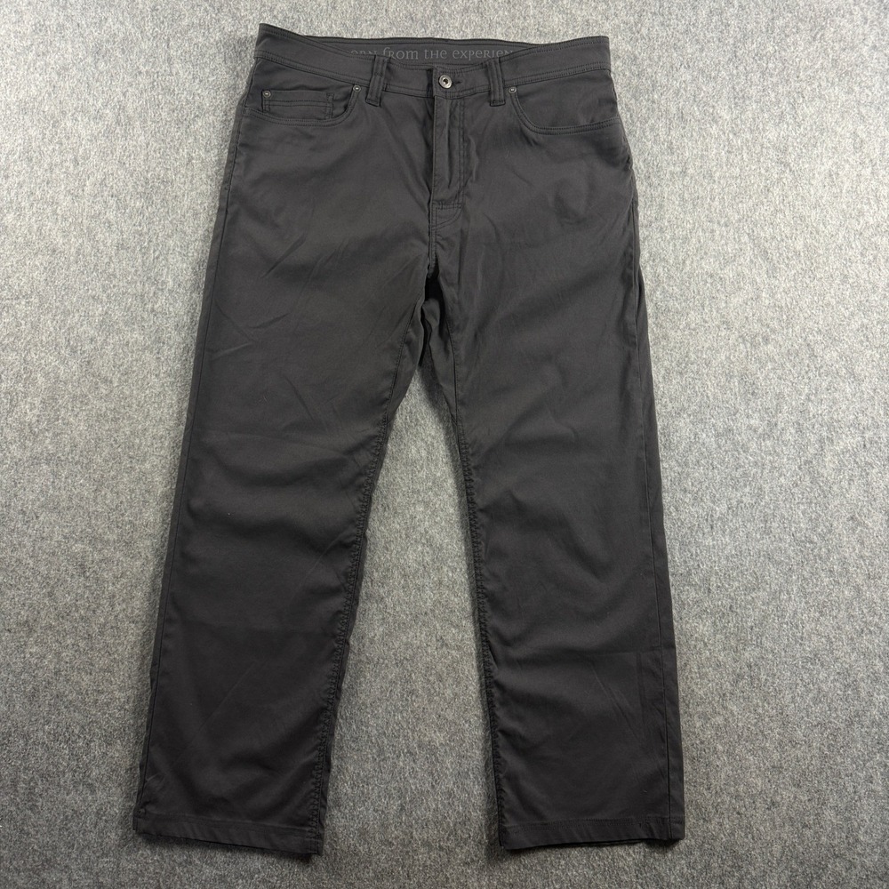 Prana Brion Pant Mens 36x32(36x28) Charcoal Gray Stretch Hiking Casual Straight